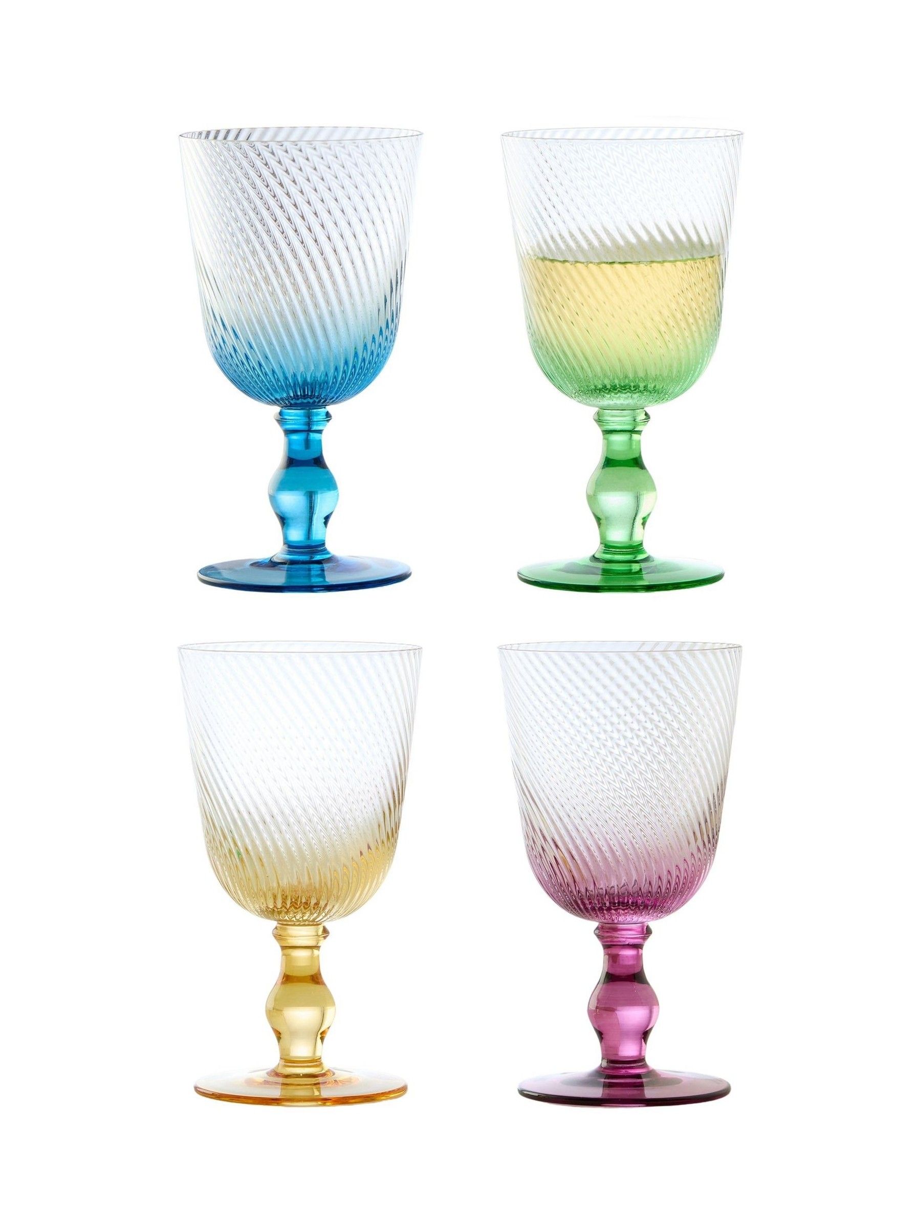 Anton Studio Designs Set of 4 Swirl Wine Glasses