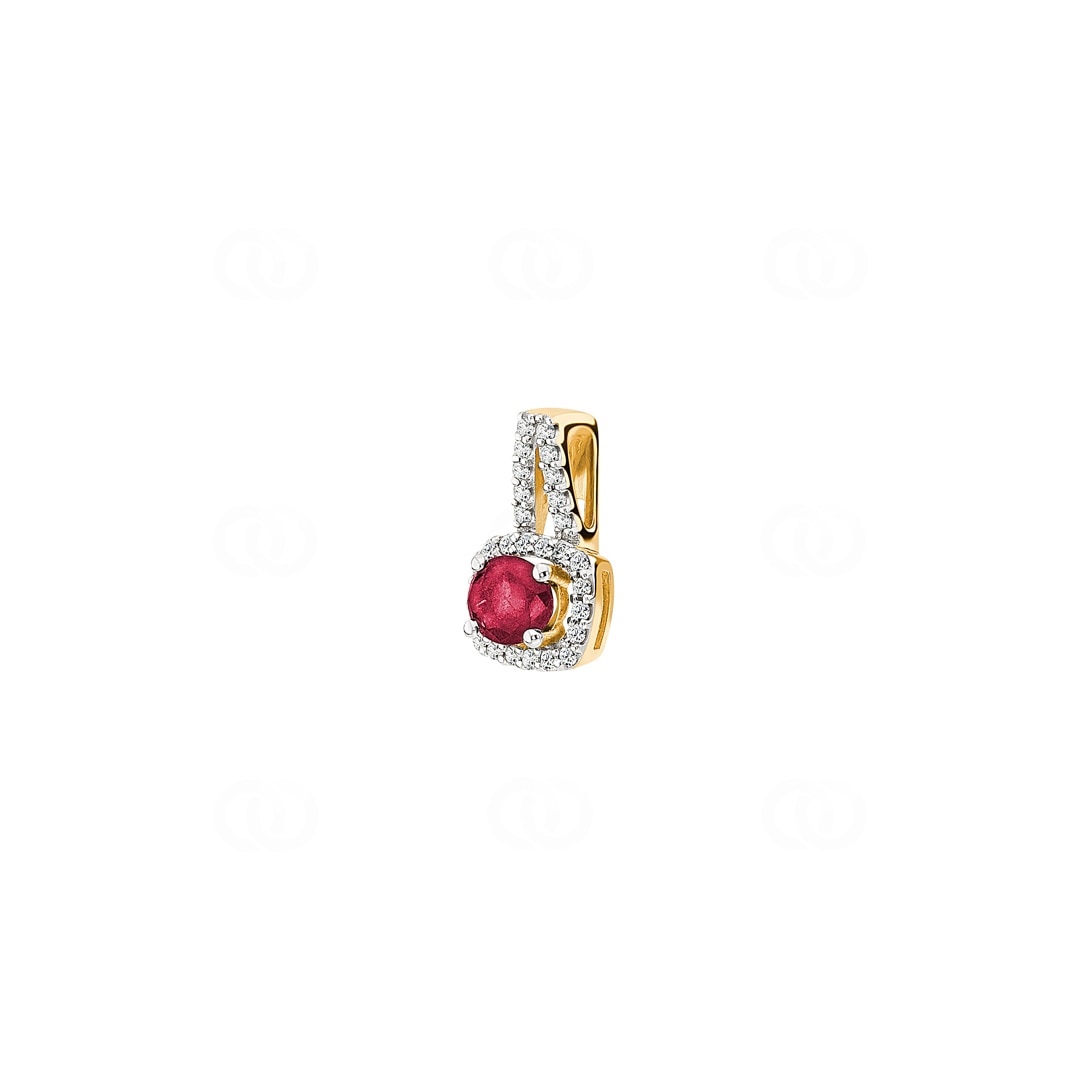 Anhänger 750/18 K Gelbgold mit Rubin oval und Diamanten 0.11 ct H/si