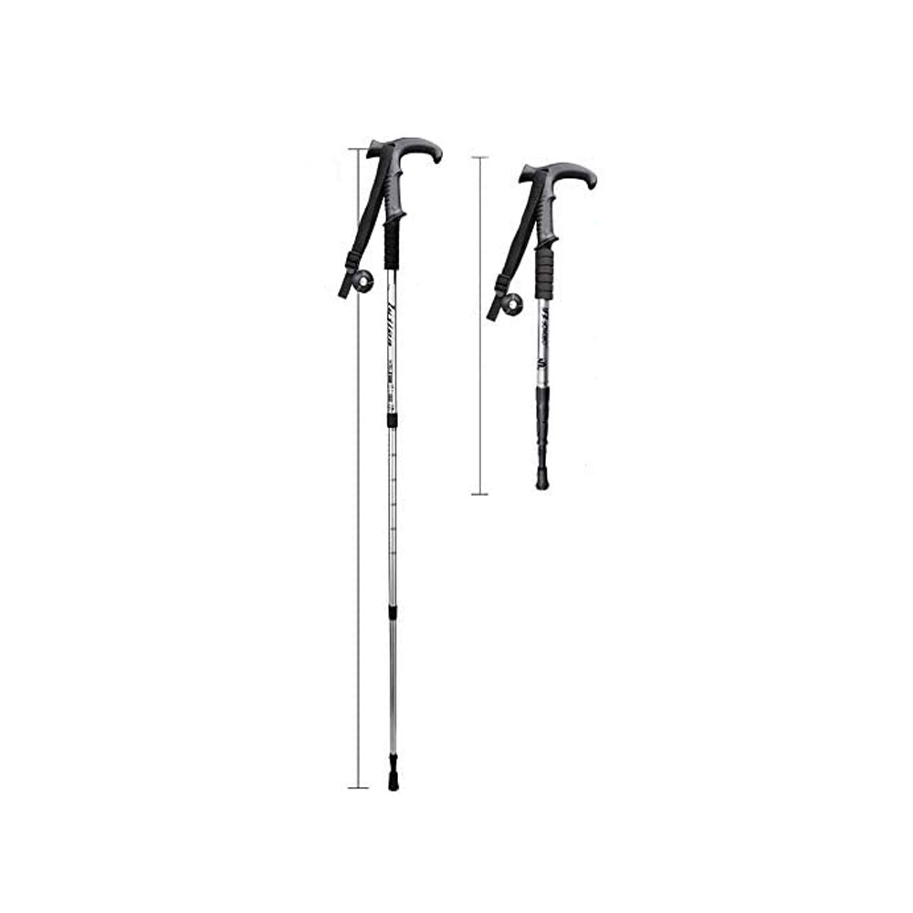 (2er Set) Aluminium Anti-Shock Wanderstock Nordic Walking Hiking Poles Stock Verstellbar - Schwarz