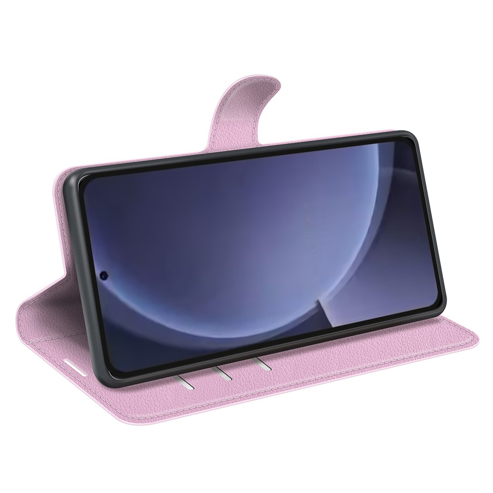 Samsung Galaxy S25  Plus Leder Tasche Flip Cover Litchi Look - Rosa