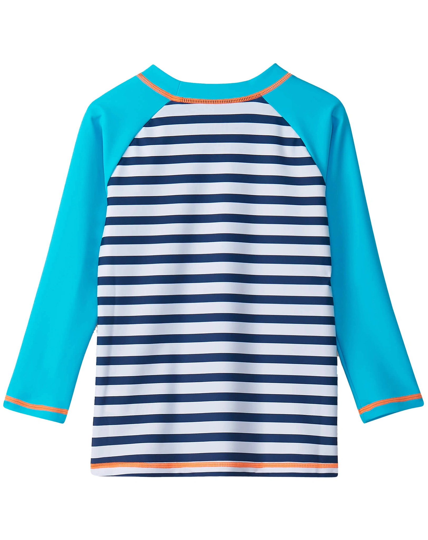 Langarm-Badeshirt SHARK STRIPES in blau/weiß