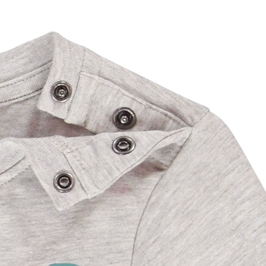T-shirt manches longues en jersey avec poche et print dinosaures pour bébé garçon - Gris clair