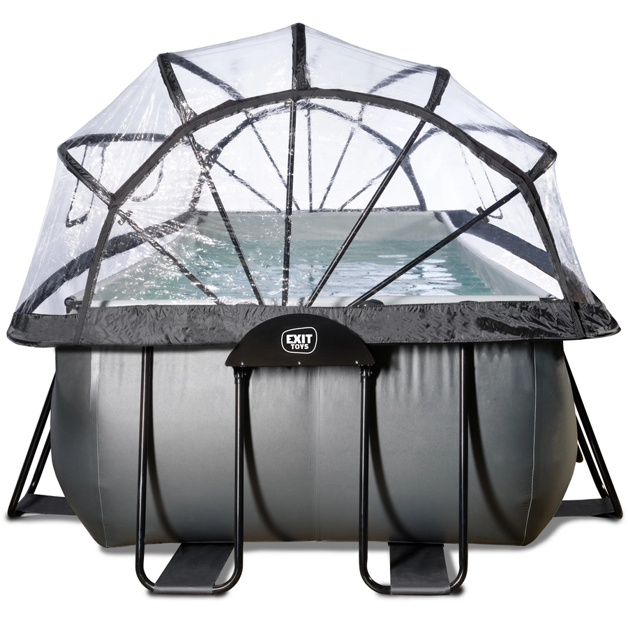 EXIT Black Leather Pool 400x200x100cm mit Sandfilterpumpe und Abdeckung und Wärmepumpe - schwarz