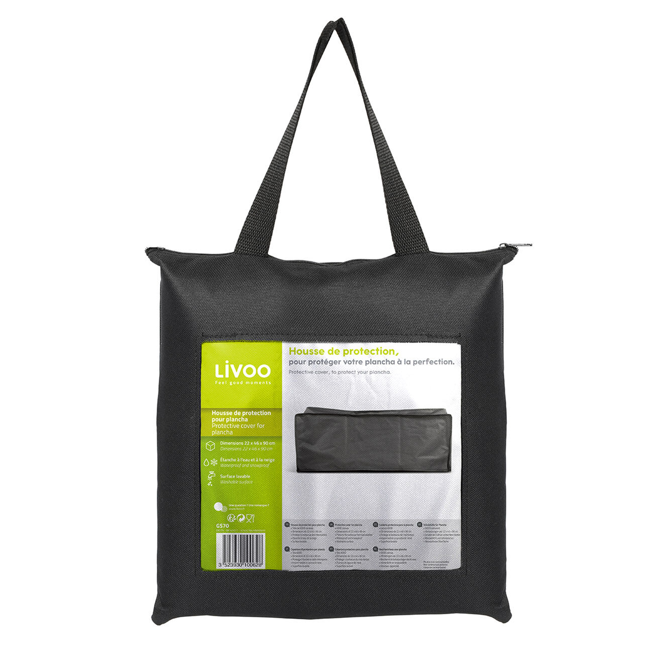 Livoo Housse de protection pour plancha noire - 22x46x90 cm