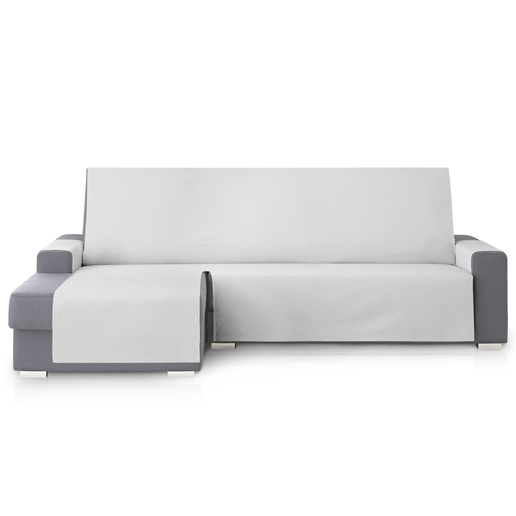 Capa protetora para sofá chaise longue à esquerda Extra Royale 290 cm. Cor cinza.