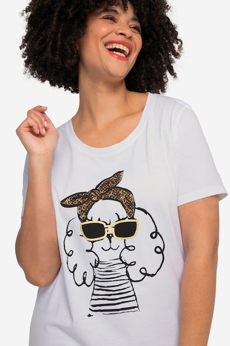 T-Shirt, Lama-Motiv, Rundhals, Halbarm