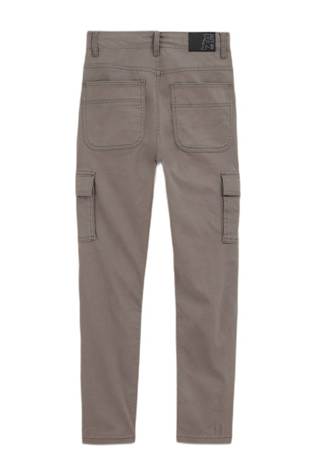 WE Fashion slim fit cargobroek lichtgrijs