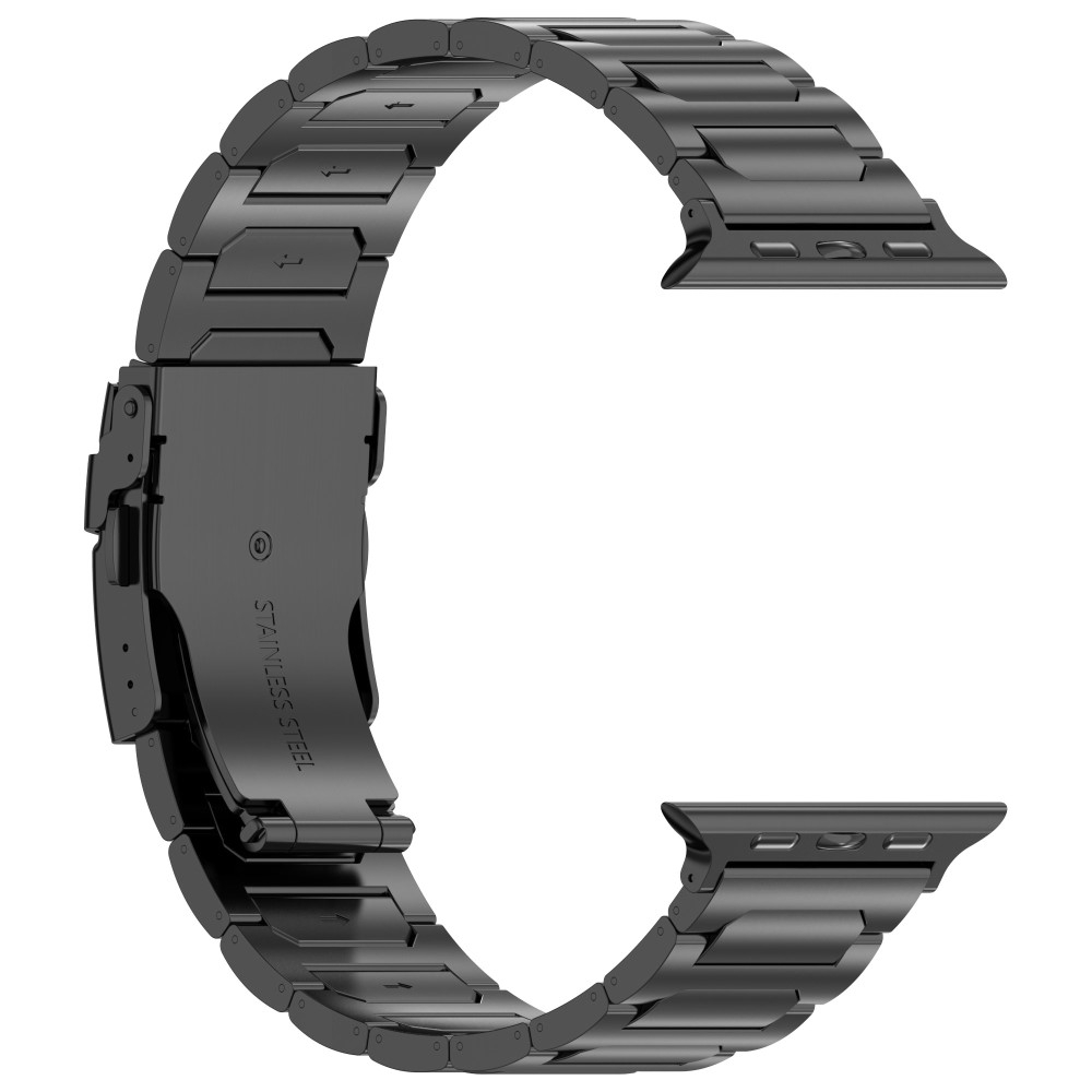 Apple Watch (49/46/45/44 mm) Ersatz Titan Armband mit Klickverschluss (Gelenkumfang: 170-230mm) - Schwarz