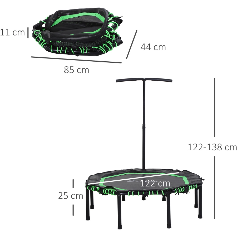 HOMCOM Fitness-Trampolin mit Höhenverstellbarer Haltegriff schwarz, grün