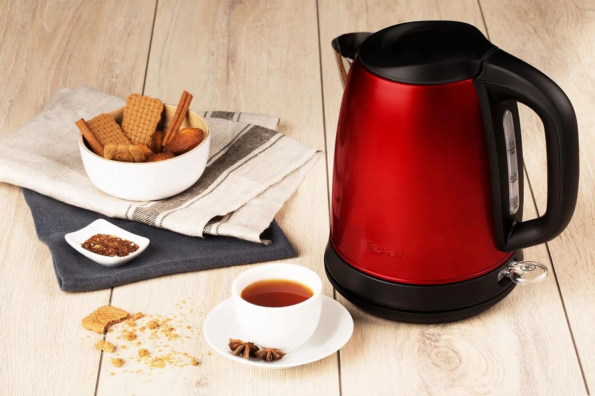bouilloire électrique de 1,7L sans fil 2400W noir rouge Tefal