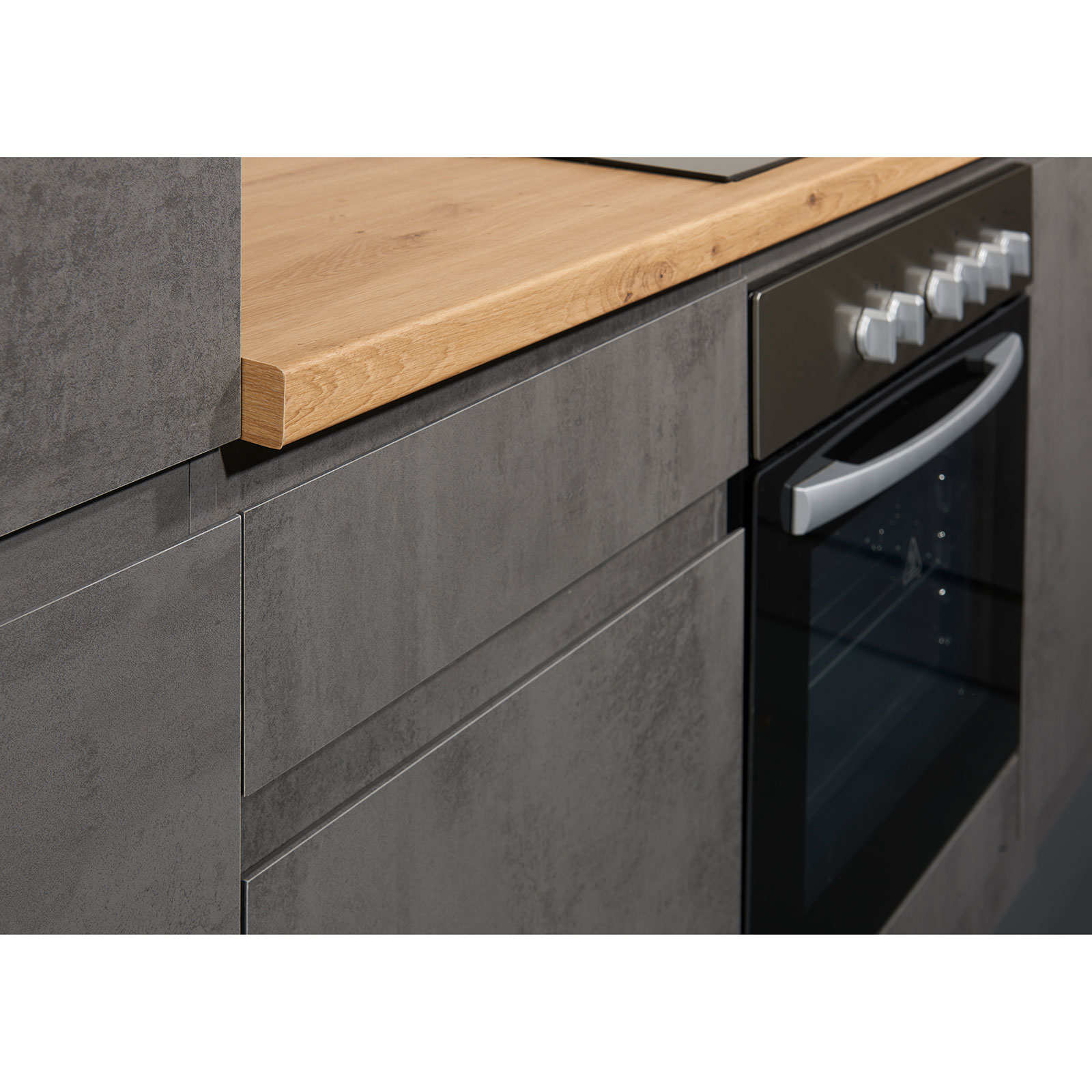 Küchenblock - Chromix anthrazit - Artisan Eiche - mit E-Geräten - 250 cm