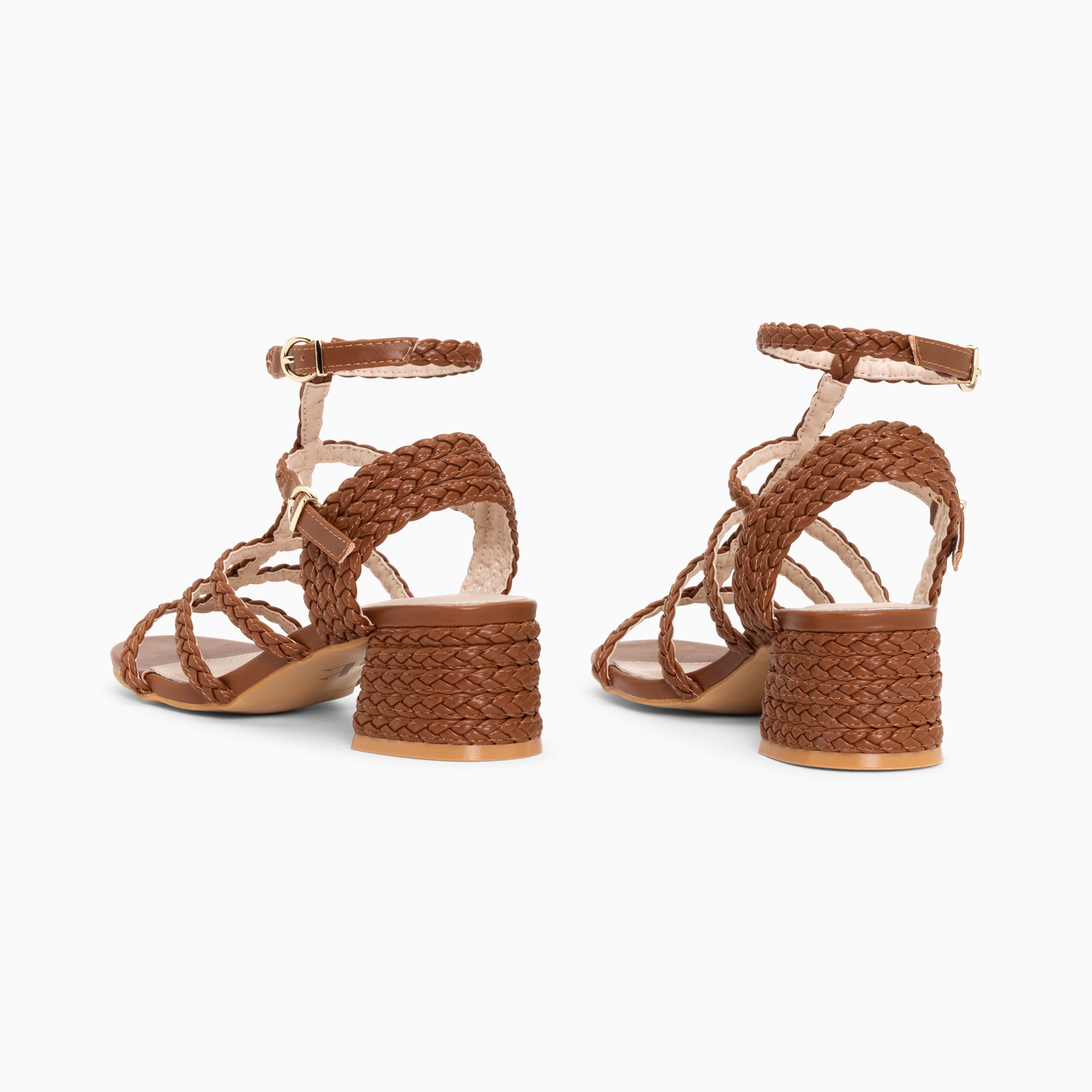 Sandales à talon, Compensées-Sandales à talon tressées Claudia camel