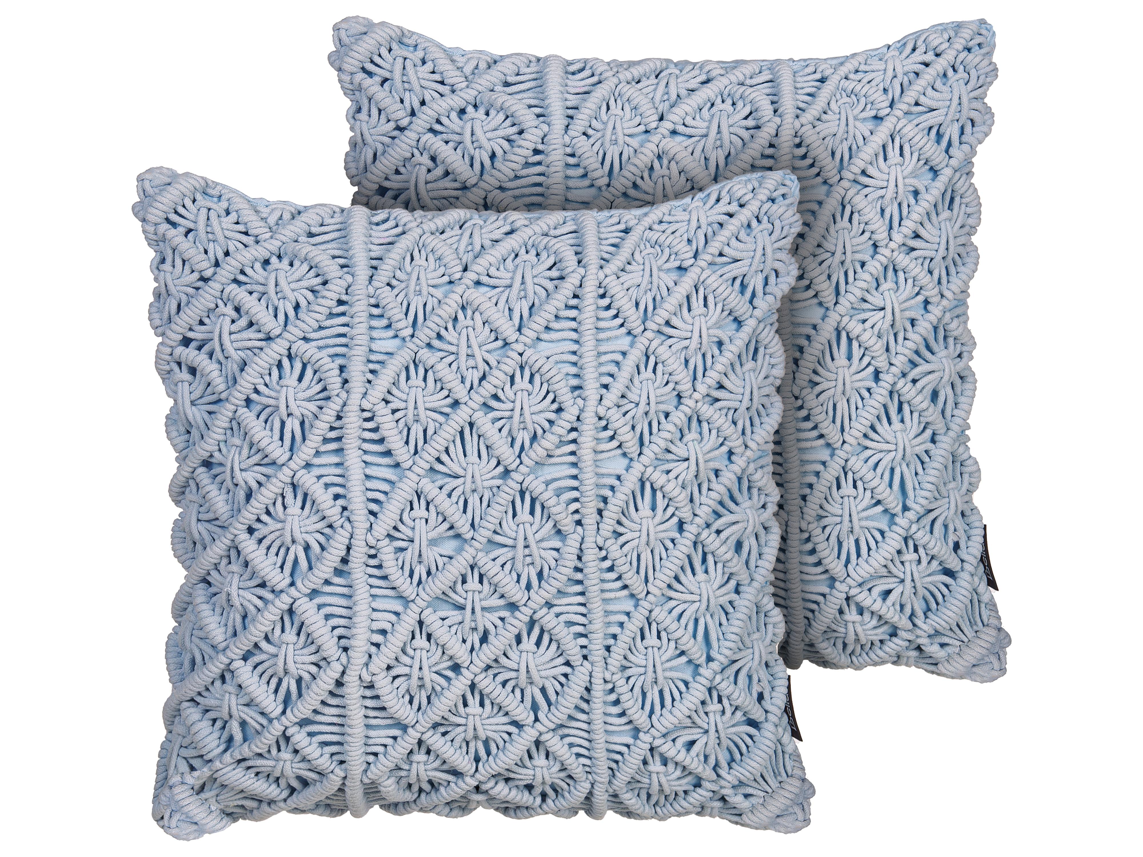 Set van 2 sierkussens GOREME Bouclé 45 x 45 cm Blauw geometrisch patroon