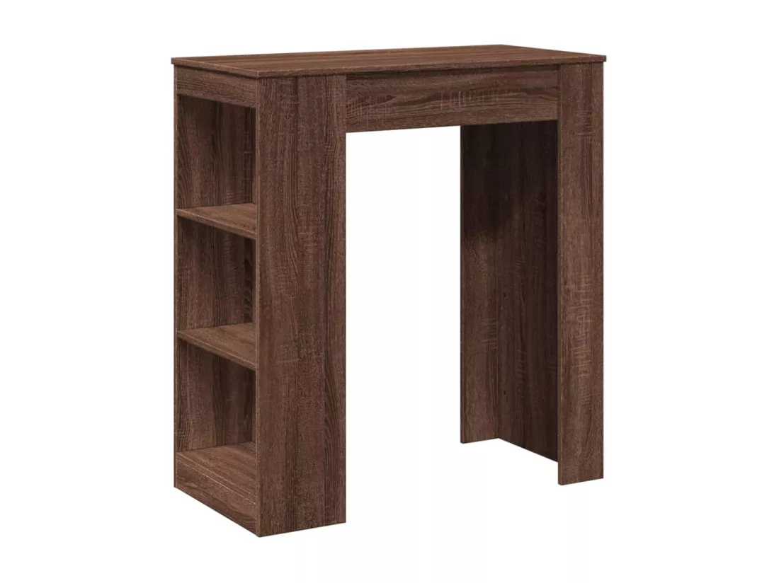Table de bar avec étagères chêne marron bois d'ingénierie