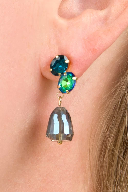 Day&Eve by Go Dutch Label Lily Little Stone oorbellen in blauw en groen