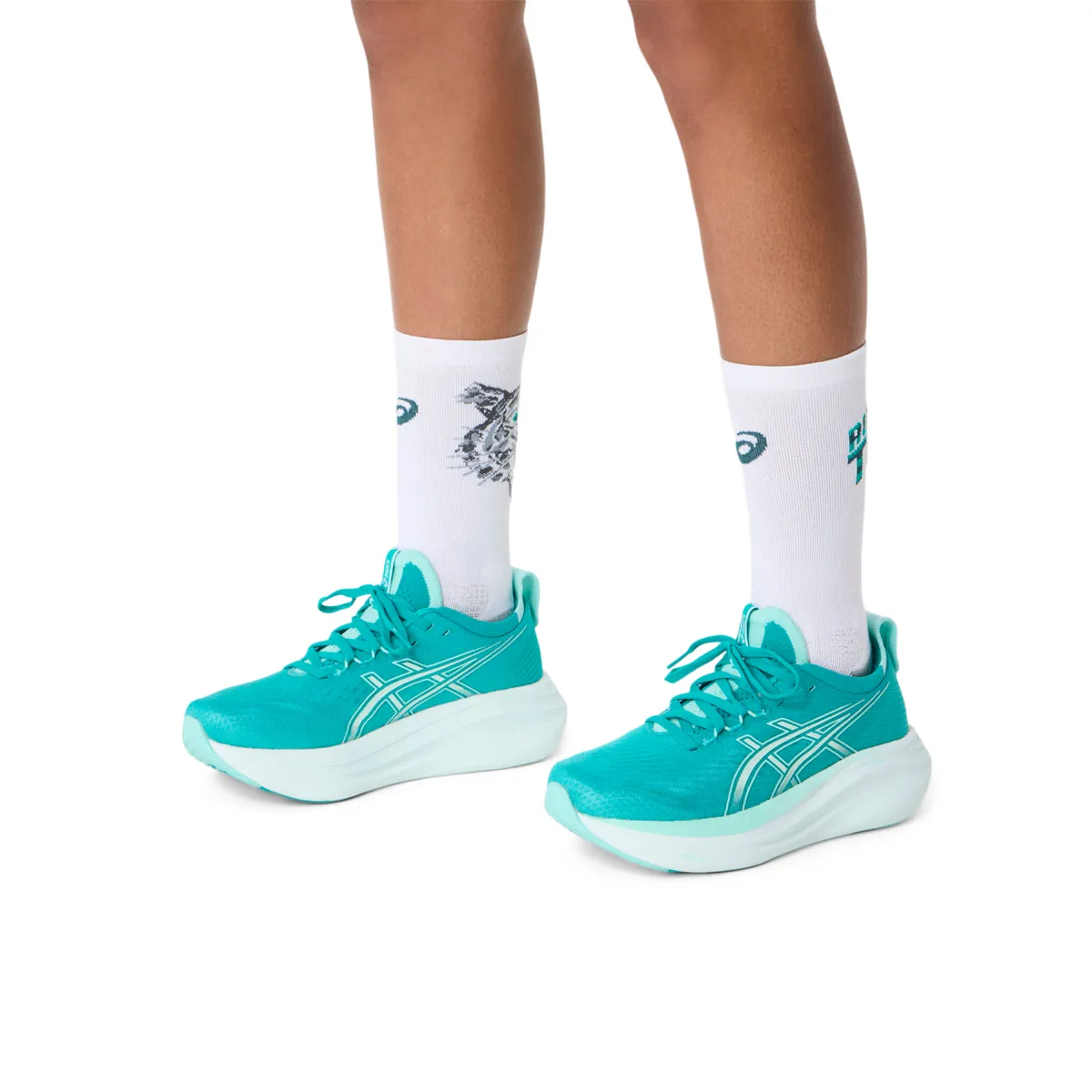 Asics Performance Run Sock Crew Brilliant White/wave Teal