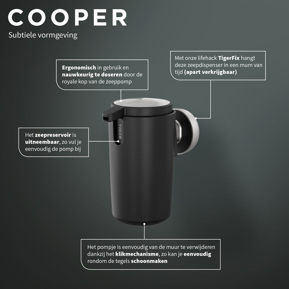 Tiger Cooper zeepdispenser 175ml zwart