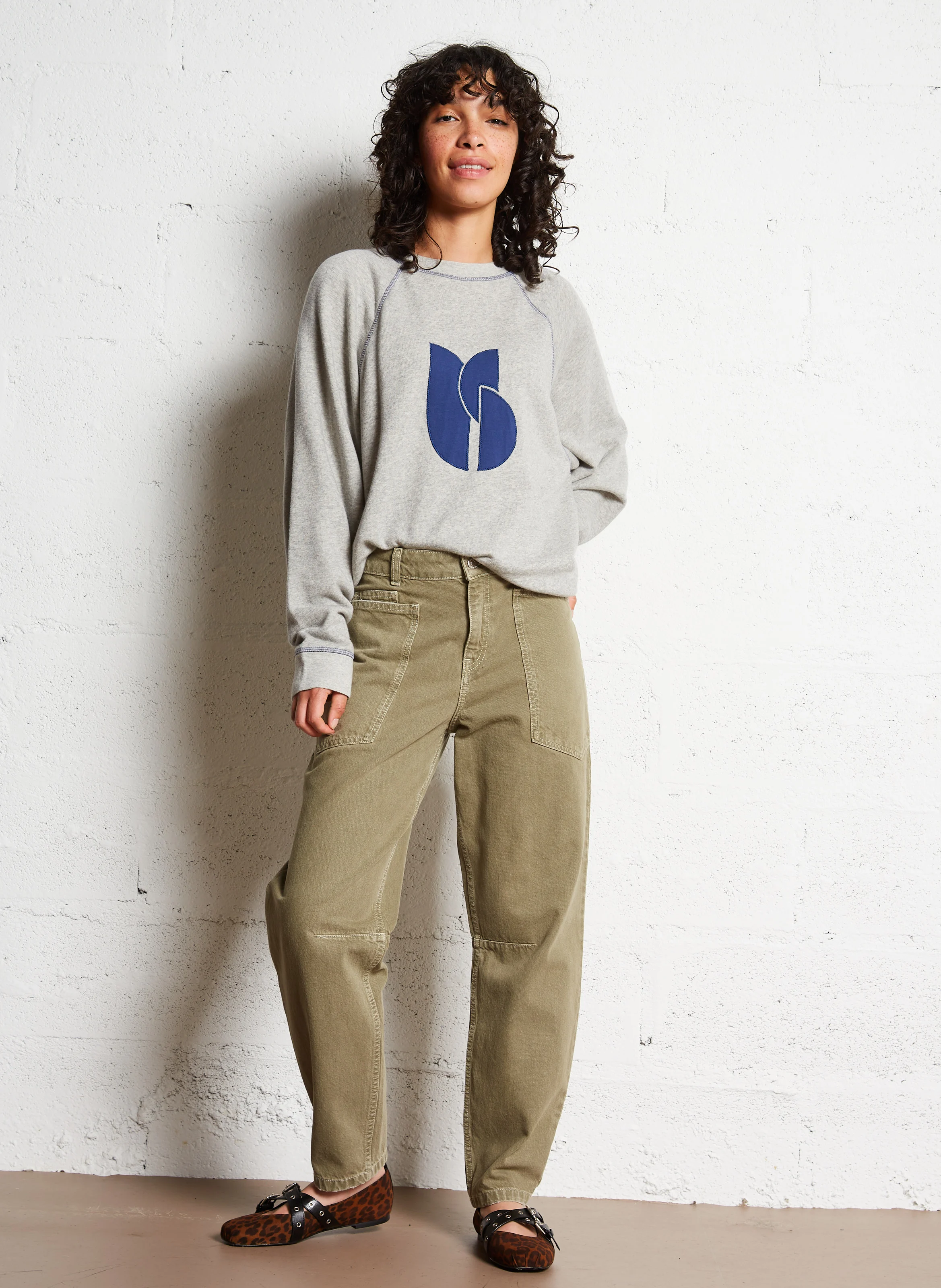 BART - Sweat oversize col rond en coton mélangé | Gris