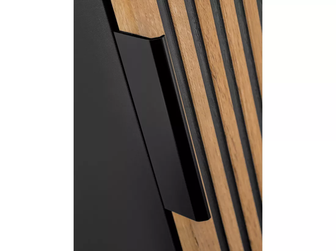 Colonne de salle de bain suspendue - Naturel clair et noir - H140 cm - MADELA
