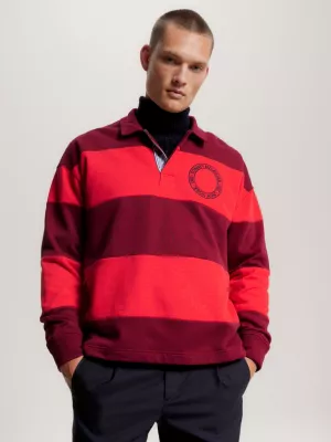 Camisa de rugby com estampa listrada e modelagem relaxada - Presente ideal