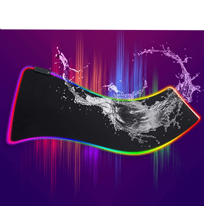 (35x25cm) Gaming Mauspad Mausmatte mit Rutschfester Unterseite   RGB-Beleuchtung - Schwarz