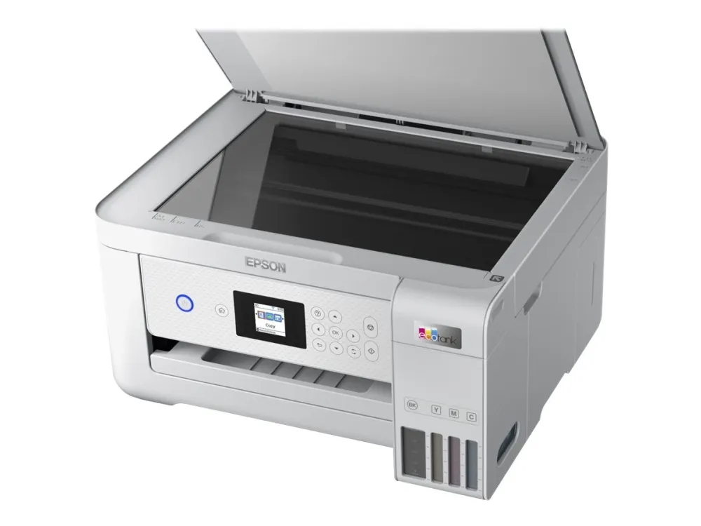 Epson EcoTank ET-2856 - Multifunktionsprinter - farve - blækprinter - kan genopfyldes - A4 (medie) - op til 10.5 spm (udskriver) - 100 ark - Wi-Fi, USB - hvid