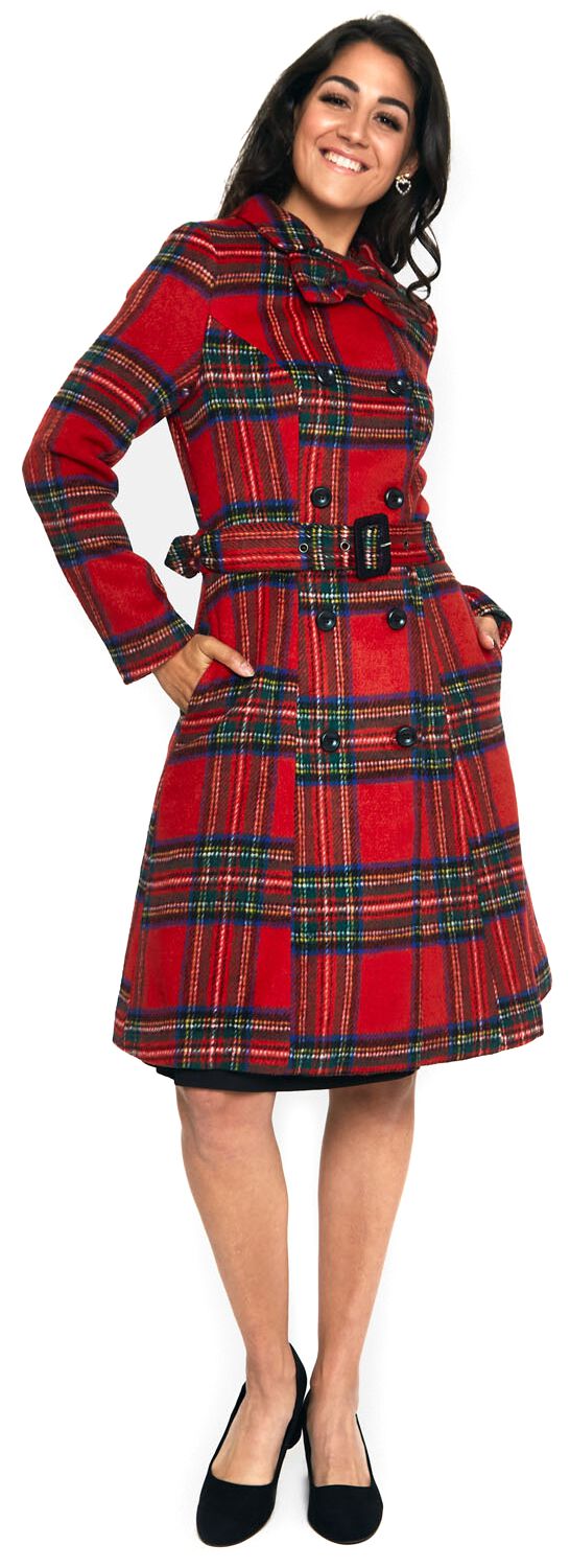 Manteau Tartan Nœud Amovible Margaret | Voodoo Vixen Manteaux