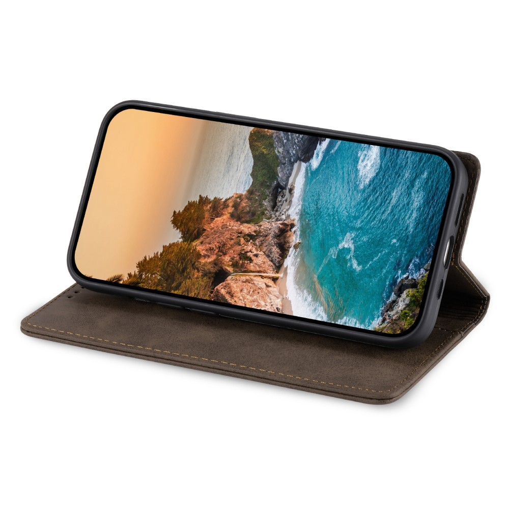 Samsung Galaxy S25 Ultra Leder Tasche Flip Wallet Etui mit Kartenfächern (RFID Schutz) - Braun