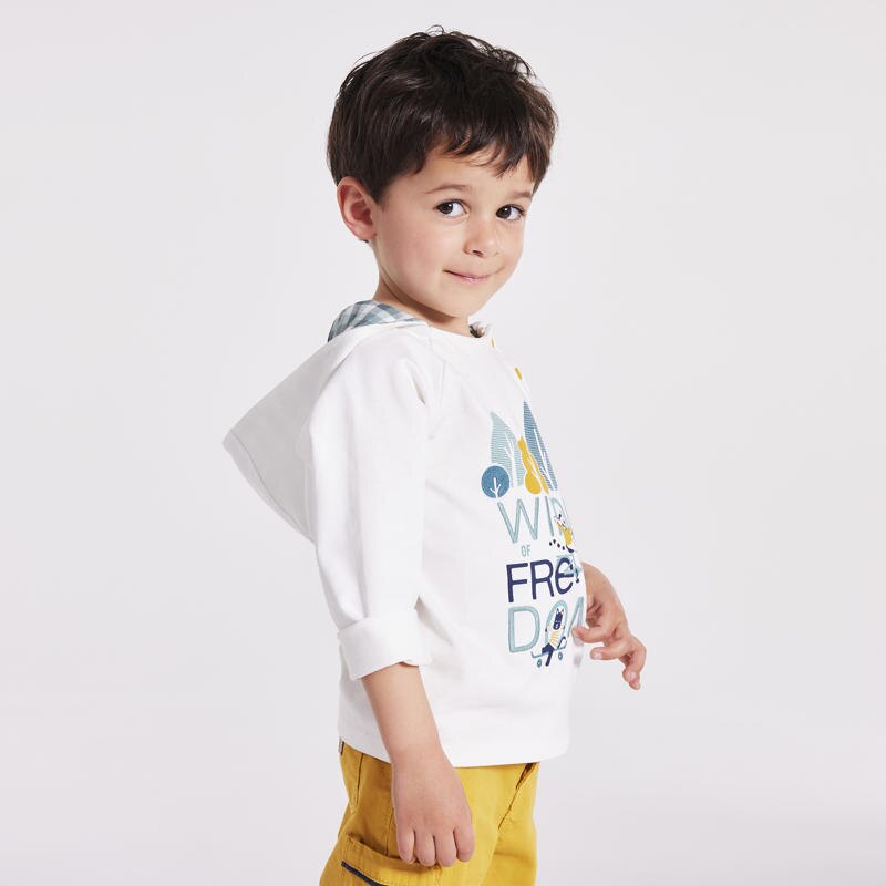 T-shirt à capuche animaux blanc bébé garçon Blanc