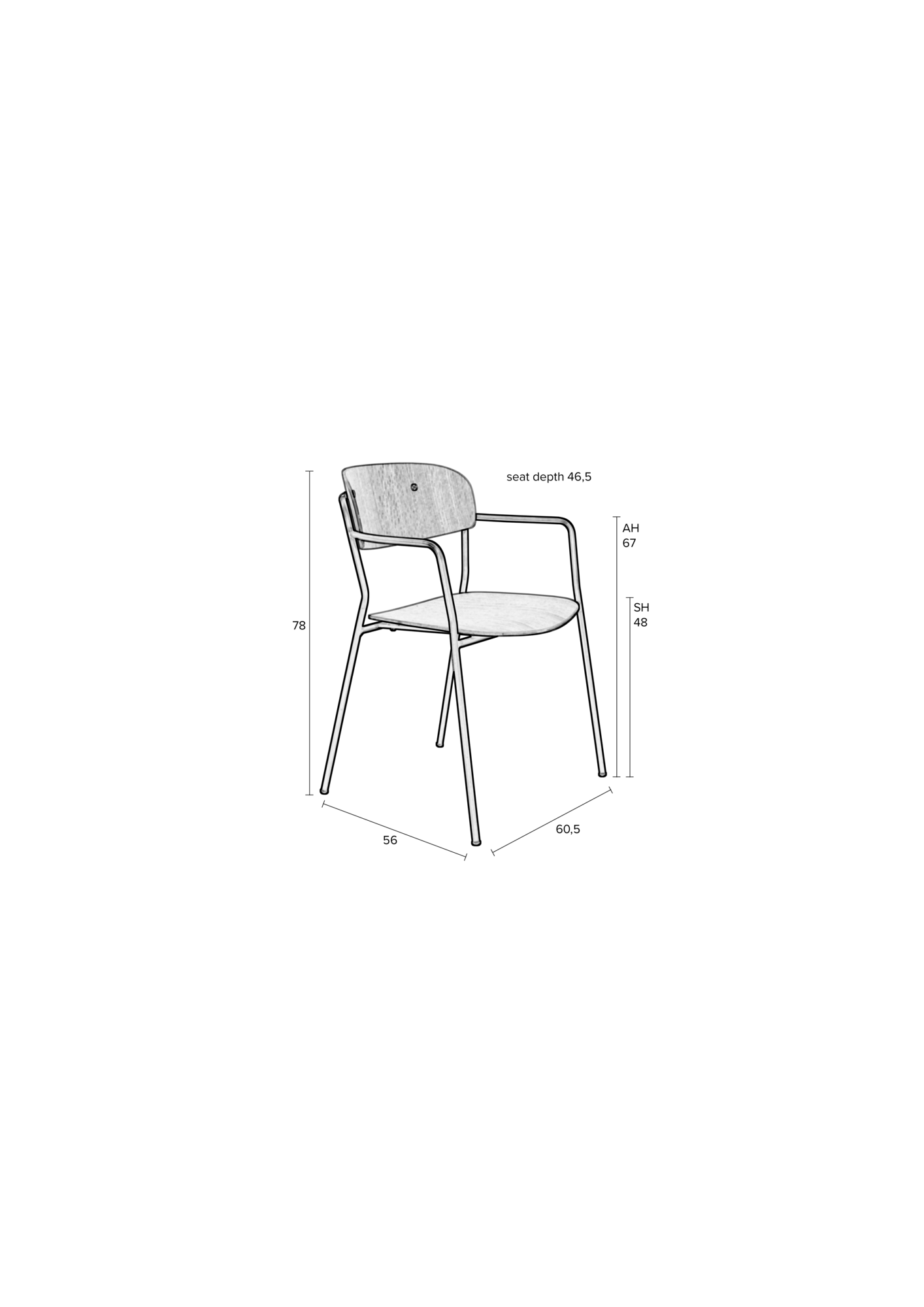 Rein Living armstoel Jolien zwart/naturel
