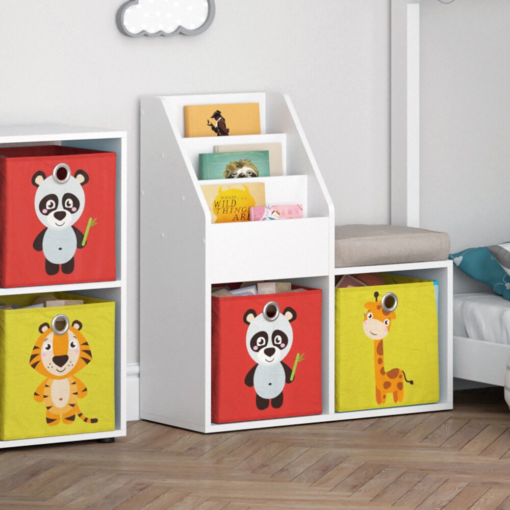 Vicco Kinderregal Aufbewahrungsregal Spielzeugablage Luigi Weiß Sitzbank Faltbox