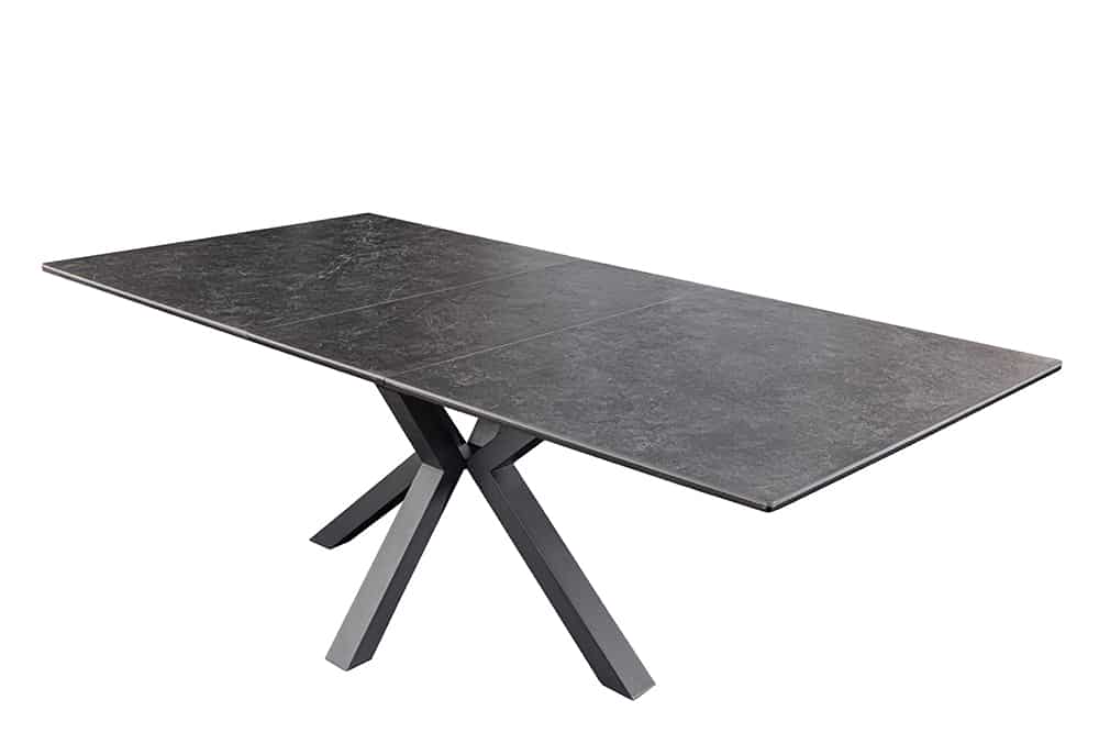 Ausziehbarer Esstisch ETERNITY 160-200cm graphit grau Keramik schwarz Metall