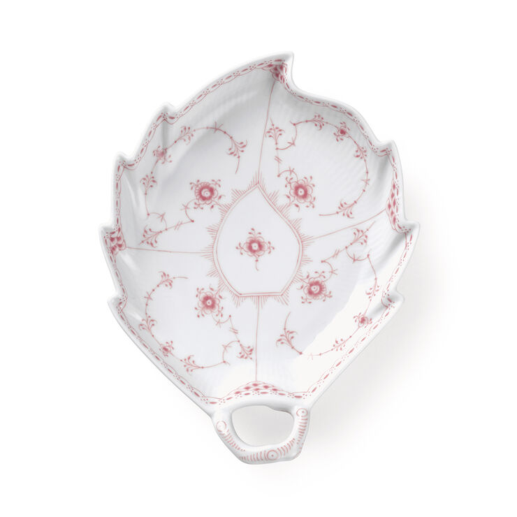 Royal Copenhagen Koral Musselmalet Halvblonde fad bladformet 23 cm Hvid