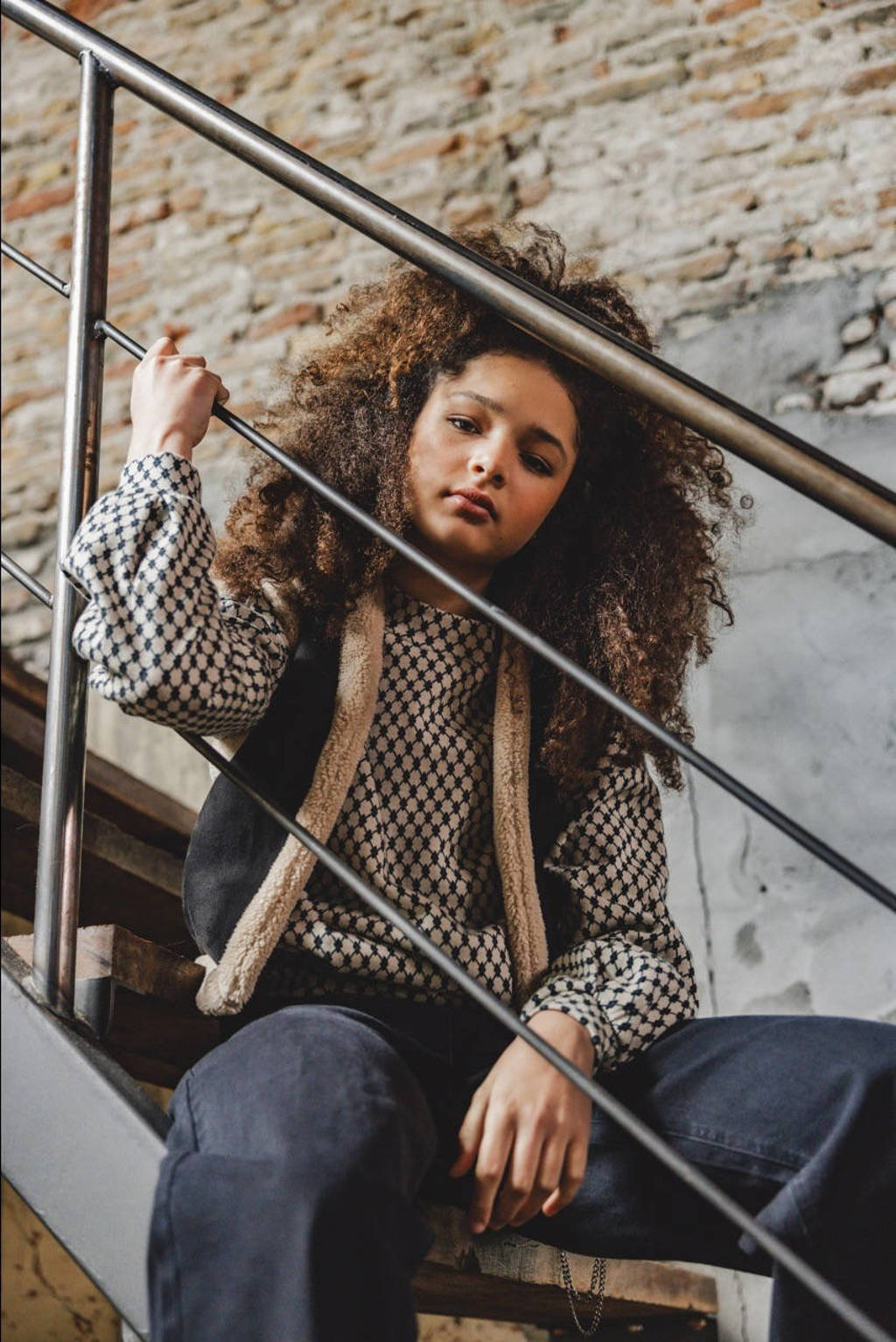 LOOXS sweater met all over print ecru/zwart