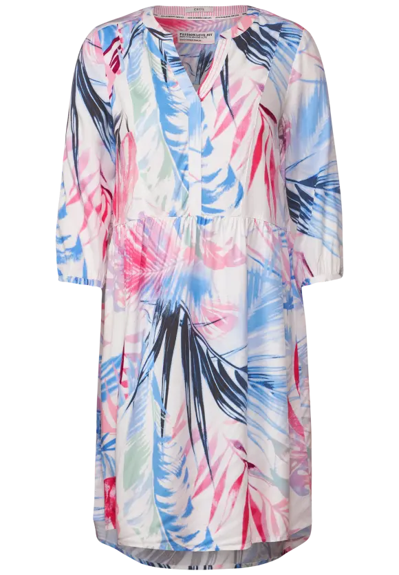 Kleid mit Blätterprint - vanilla white