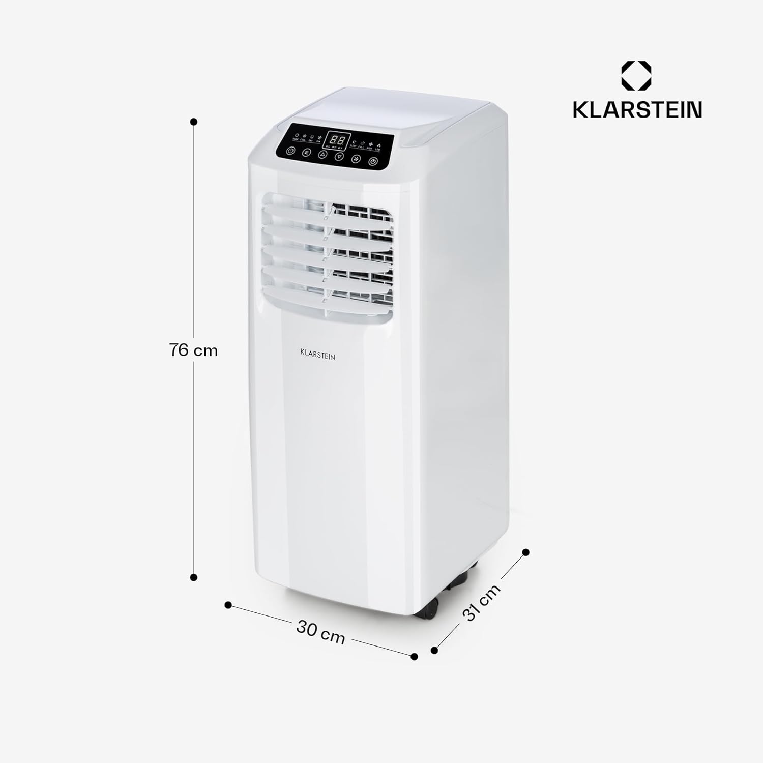 Klarstein Mobile Klimaanlage mit Abluftschlauch, 3-in-1 Klimagerät mit Ventilator & Luftentfeuchter, Kleine & Portable Klimaanlage für Wohnung & Büro, mit Nachtmodus & App-Steuerung, 9000 BTU