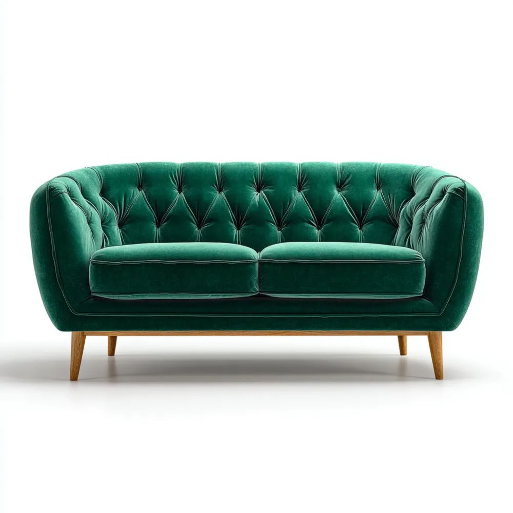 2-Sitzer-Sofa Samt 150x85x80 cm – Grün – Klassisches Design