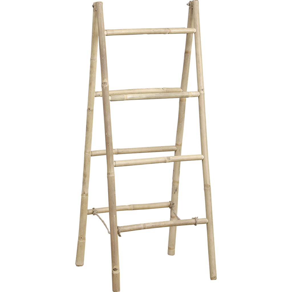 Double échelle porte serviette pliable bambou 48x116x52cm