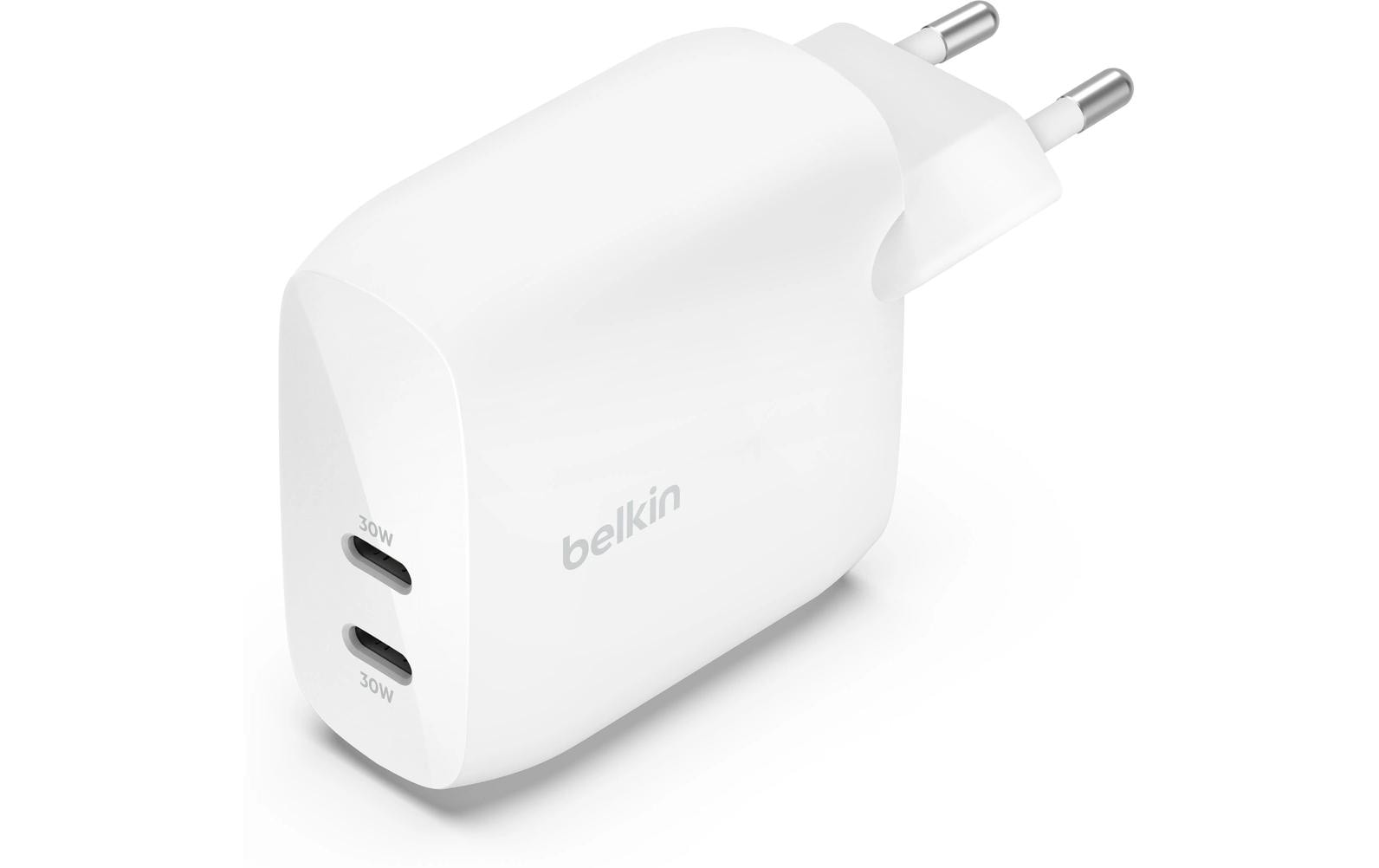 USB-Wandladegerät Dual USB-C WeissUSB-C Ladegerät mit zwei Anschlüssen und PPS 60 W