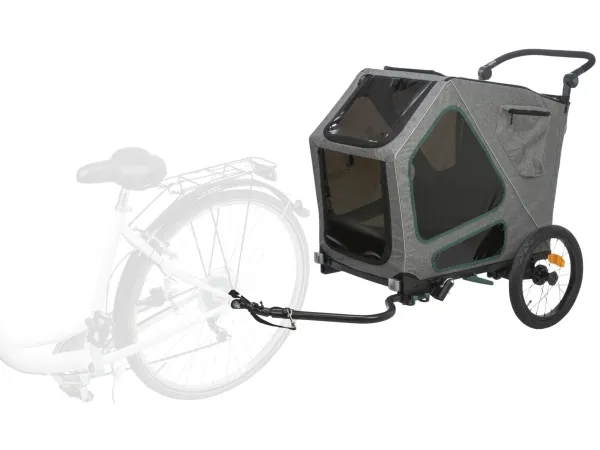 Trixie Bicycle trailer, M: 71 × 95 × 85/138 cm, grey/sage