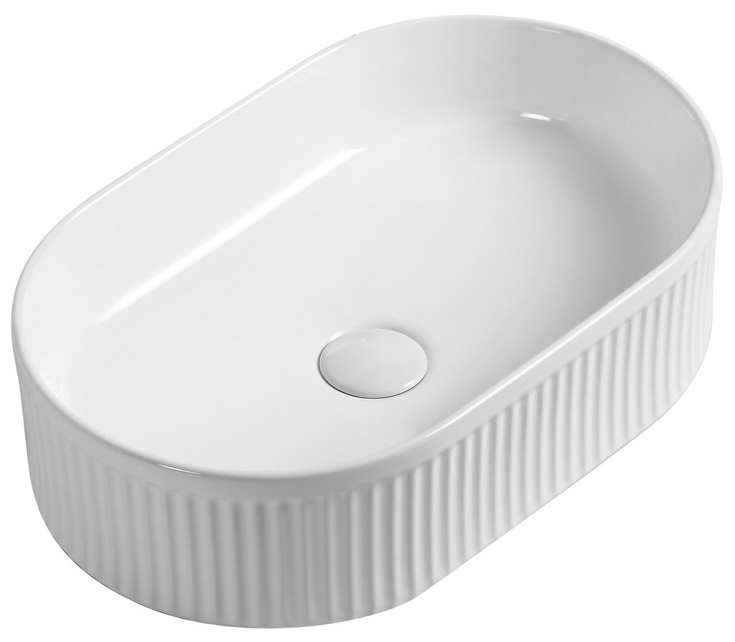 Sapho Picobello waskom ovaal met ribbel 50x30cm wit