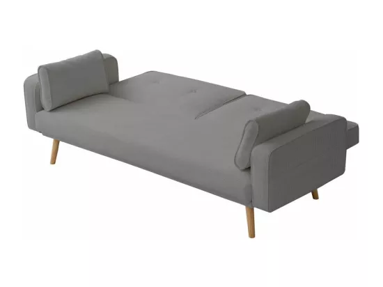 Canapé droit scandinave Elga convertible 3 places en velours côtelé - Gris - L205 x P85 x H87cm - Loungitude