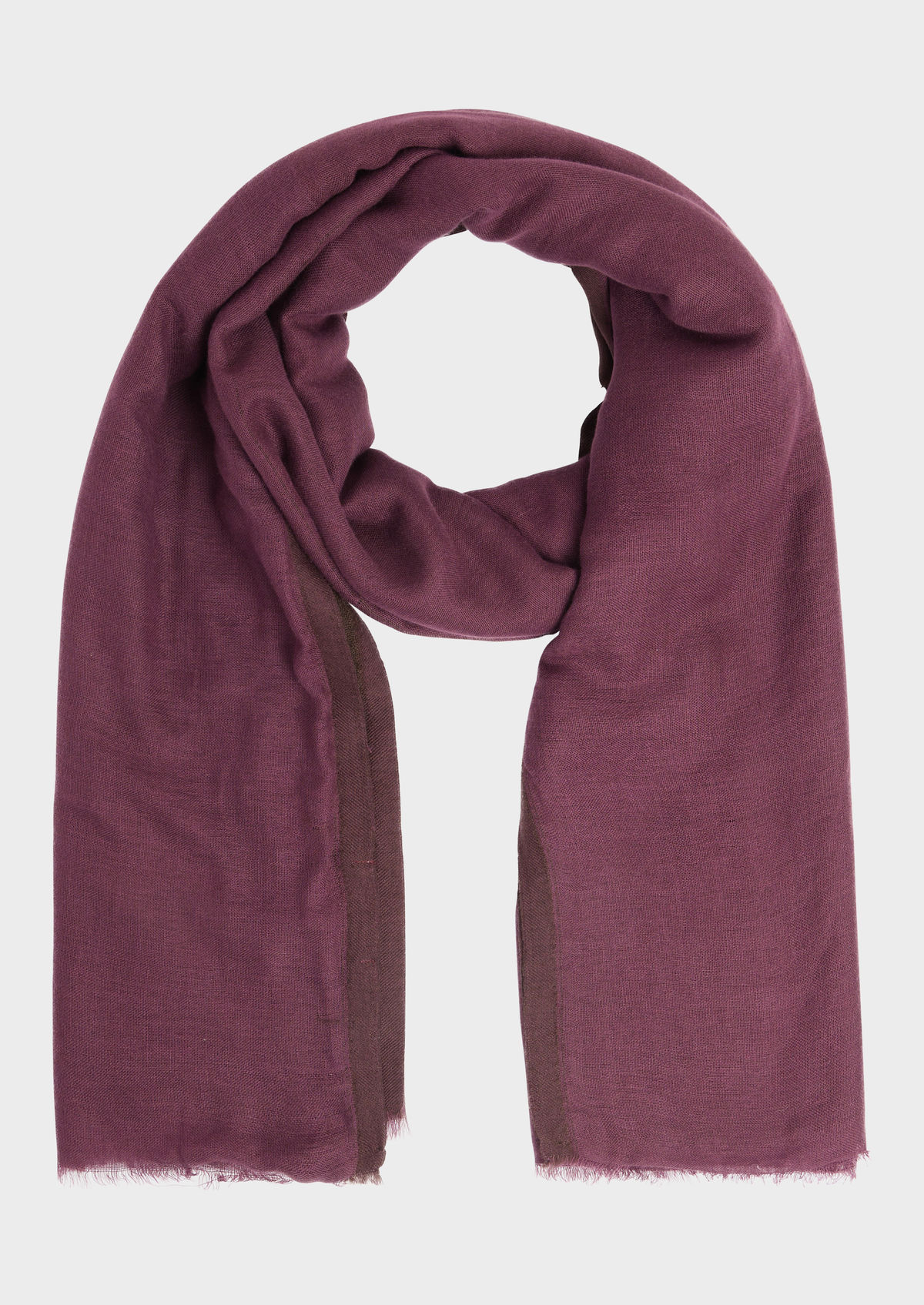 Echarpe en laine unie marron glacé et bordeaux