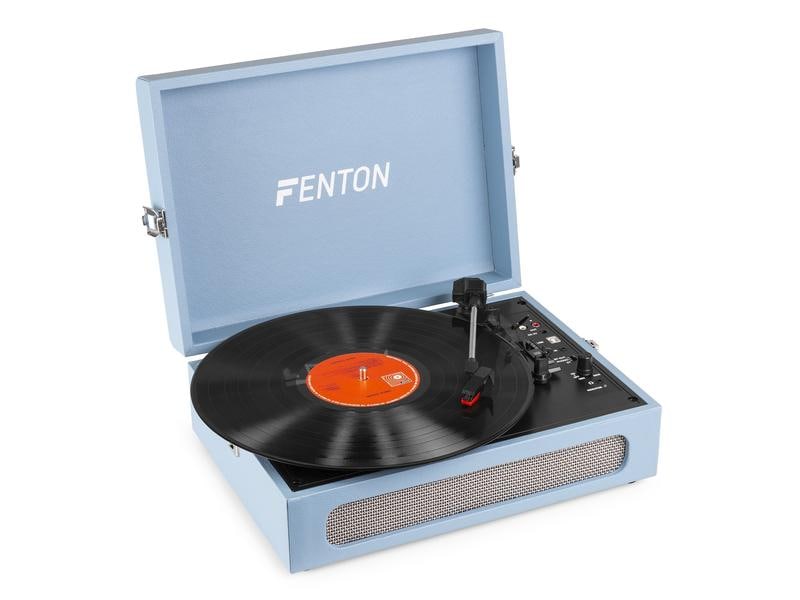 Fenton Plattenspieler mit Bluetooth RP118E Blau Hochwertiger Plattenspieler im Kofferdesign