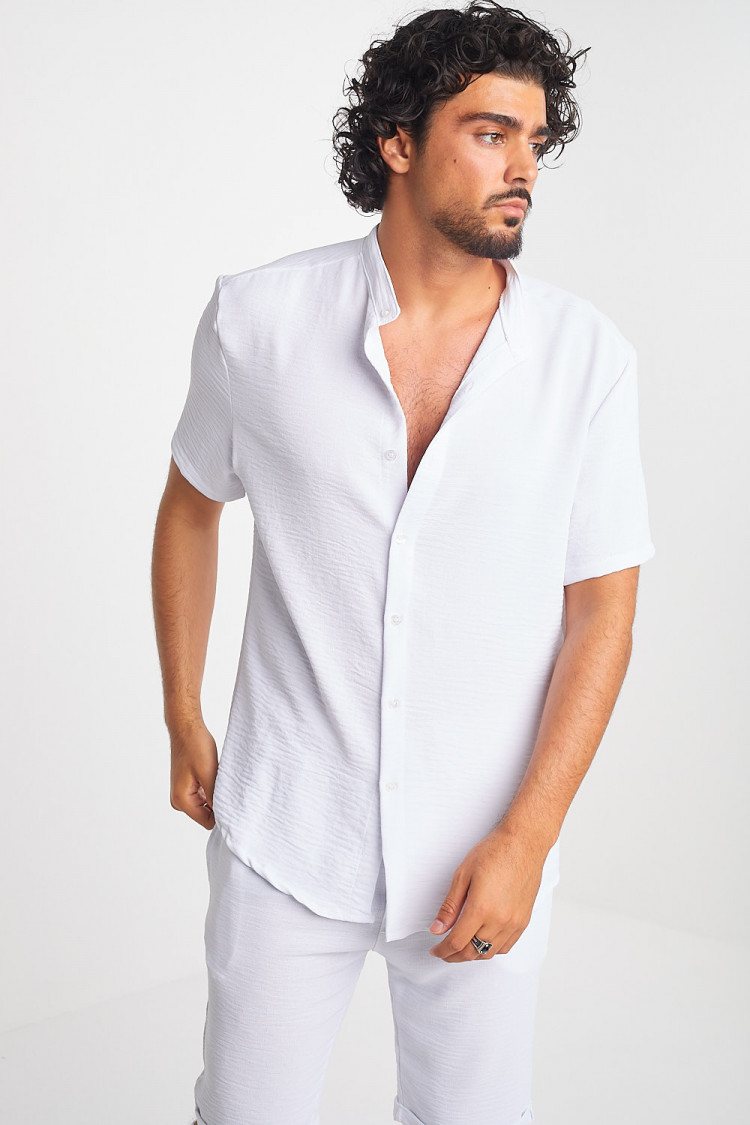 Ensemble 2 pièces chemise + short blanc en voile