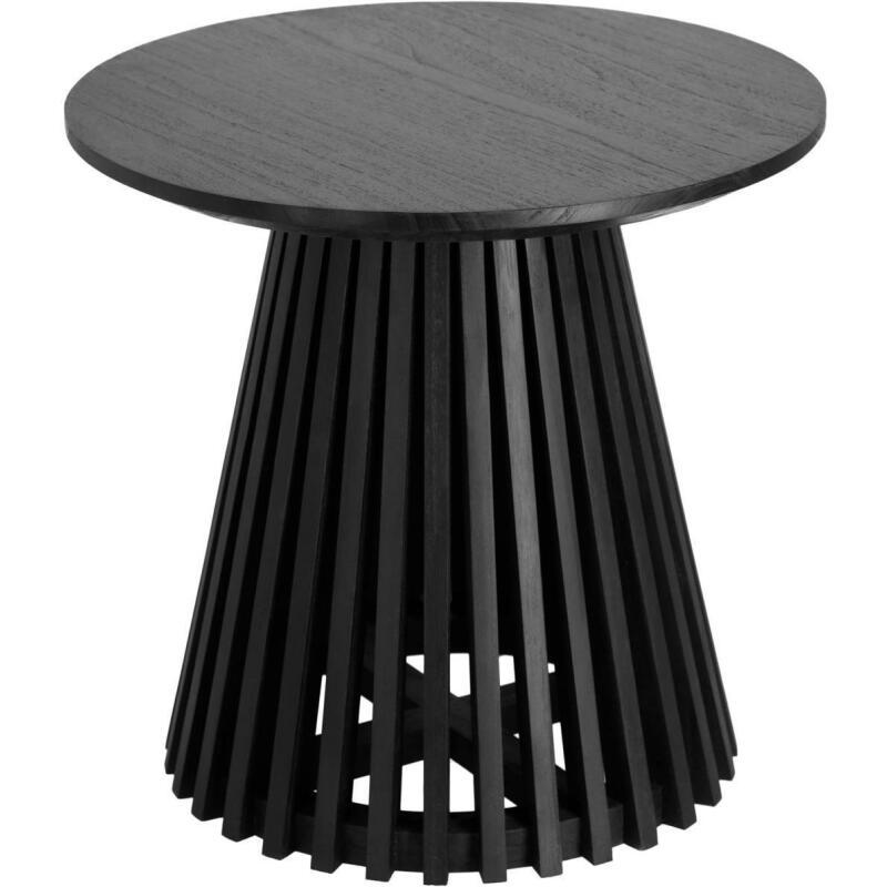 Table d’appoint Jeanette en bois de Mindy massif noir Ø 50 cm