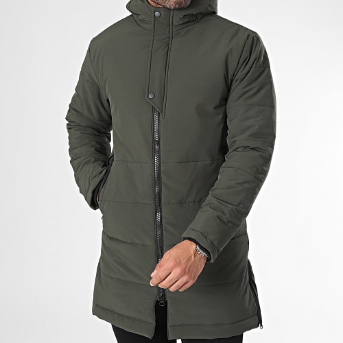 Doudoune Longue Capuche Vert Kaki