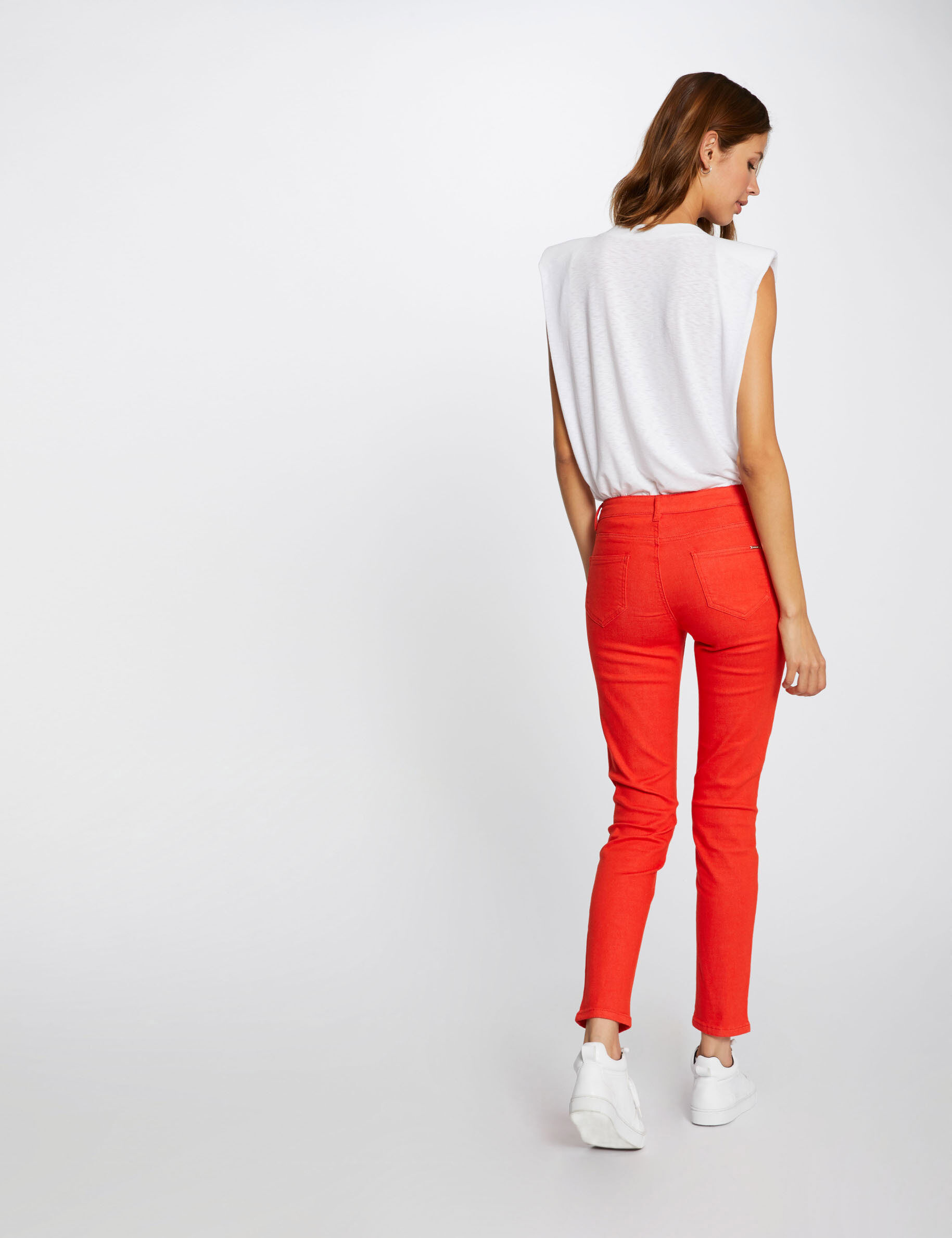 Jeans skinny taille basse orange femme - orange