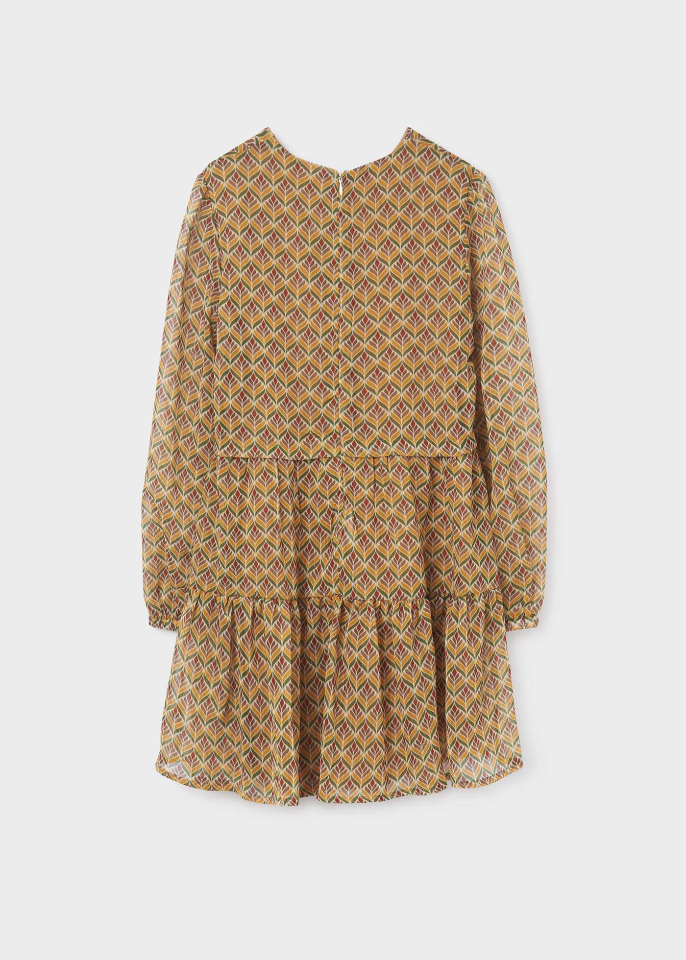 Vestido infantil de chiffon com estampa geométrica