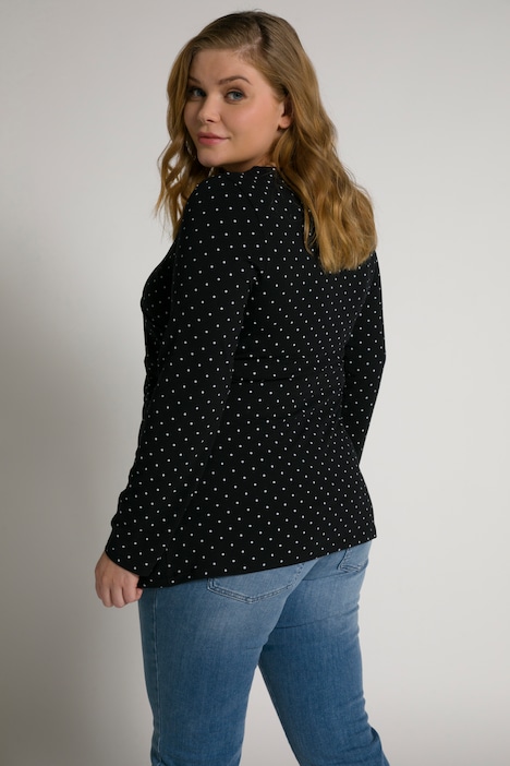 Bellieva-Wickelshirt, Punkte, V-Ausschnitt, Langarm, GOTS